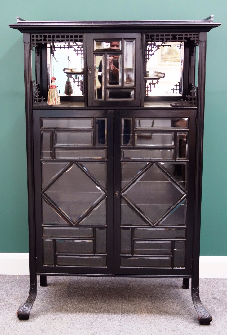 Appraisal: A th century Aesthetic Movement ebonised side cabinet in the