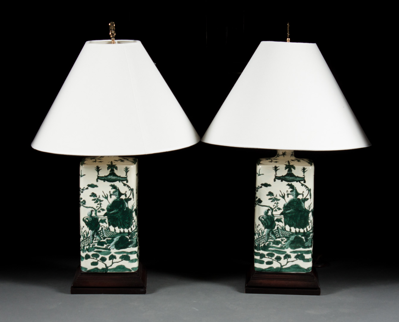 Appraisal: Pair of Meissen style chinoiserie porcelain lamps square bottle form