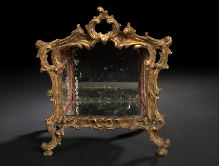 Appraisal: Diminutive Northern Italian Carved Deep Crimson-Lacquered and Gilded Wood Table