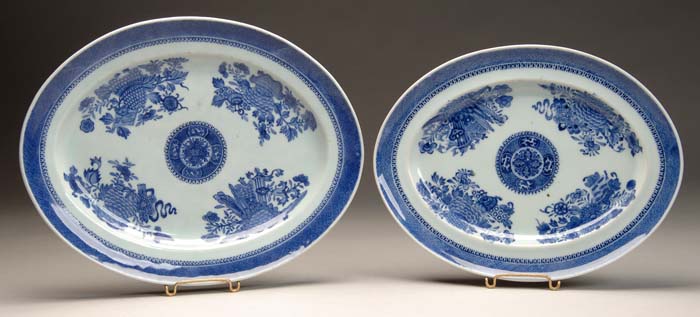 Appraisal: TWO BLUE FITZHUGH BLUE AND WHITE PLATTERS Oval shape with