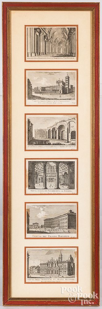 Appraisal: Set of six architectural etchings of Rome th c Set