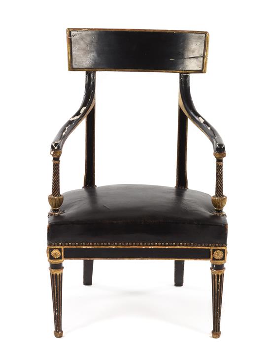 Appraisal: Sale Lot An Italian Painted and Parcel Gilt Armchair circa