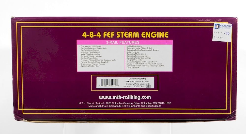 Appraisal: MTH Union Pacific - - FEF Steam Engine Train United