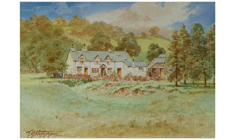 Appraisal: th Century Watercolour Rural Cottage Scene Signed inches by inches