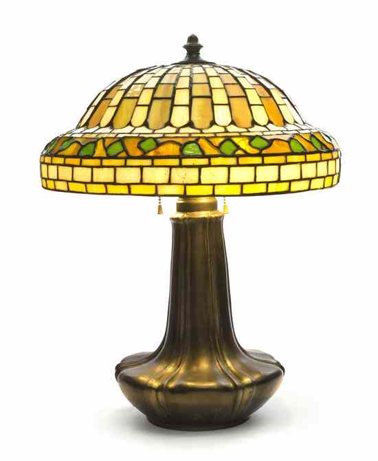 Appraisal: An American Leaded Glass Lamp Bradley and Hubbard the domed