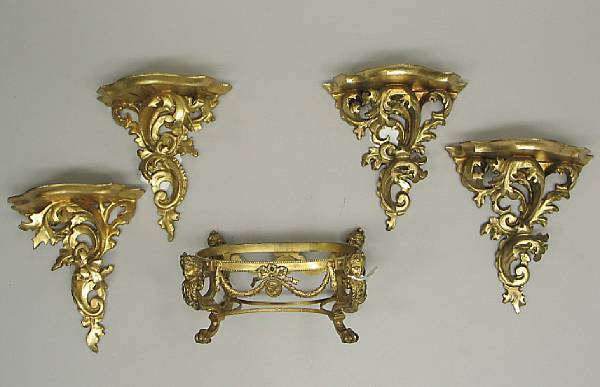 Appraisal: A Pairpoint gilt bronze bowl stand and two pairs of