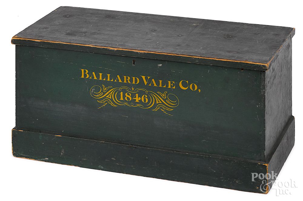 Appraisal: Ballard Vale Co painted basswood storage box Massachusetts Ballard Vale