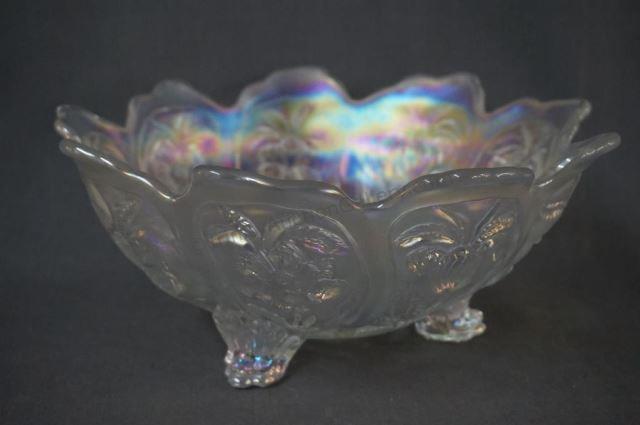 Appraisal: Imperial White Carnival Glass Iris Toe Bowl Produced - by