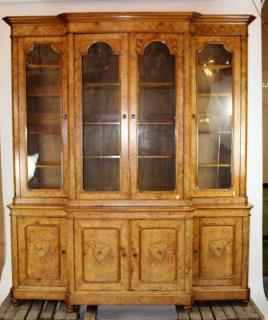 Appraisal: French Louis Philippe door breakfront bookcase in burled walnut th