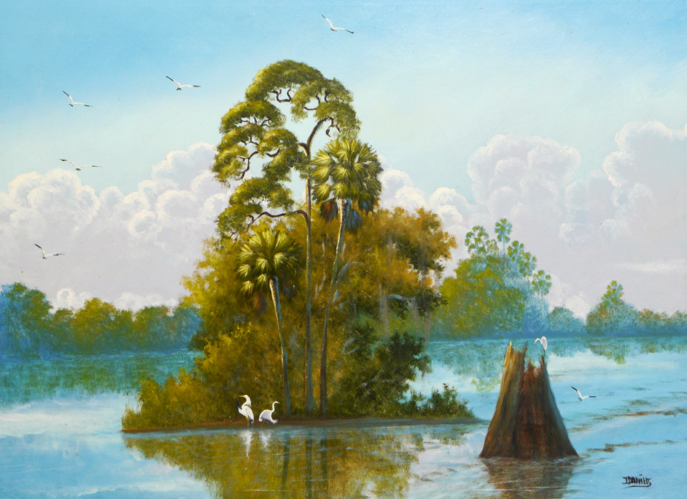 Appraisal: DANIELS Johnny American th Century Florida Highwaymen backwater scene with