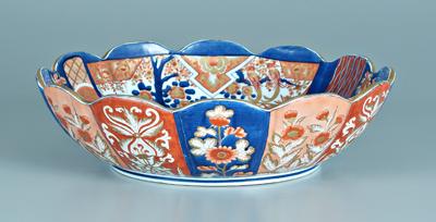 Appraisal: Japanese Imari bowl scalloped rim exterior with floral panels interior