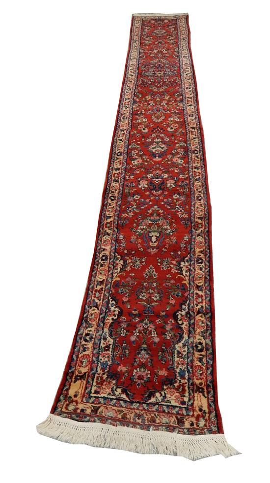 Appraisal: RUGS Semi-Antique Persian runner once on stairs ' l x