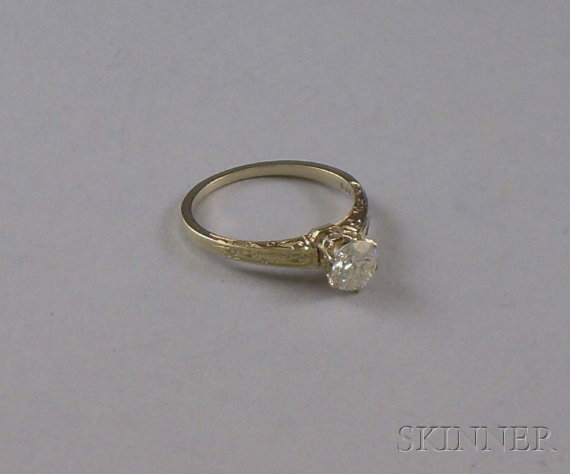 Appraisal: kt White Gold and Diamond Solitaire size