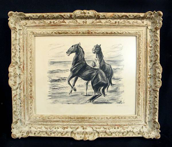 Appraisal: Max Liebermann Steigende Pferde Lithograph signed in pencil framed x