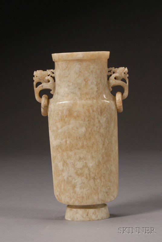 Appraisal: Jade Vase China th century stone of mottled yellow and