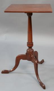 Appraisal: Cherry candlestand with square top on urn carved shaft with