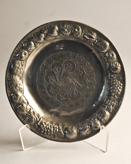 Appraisal: A Rare E th C Italian Pewter Dish with embossed