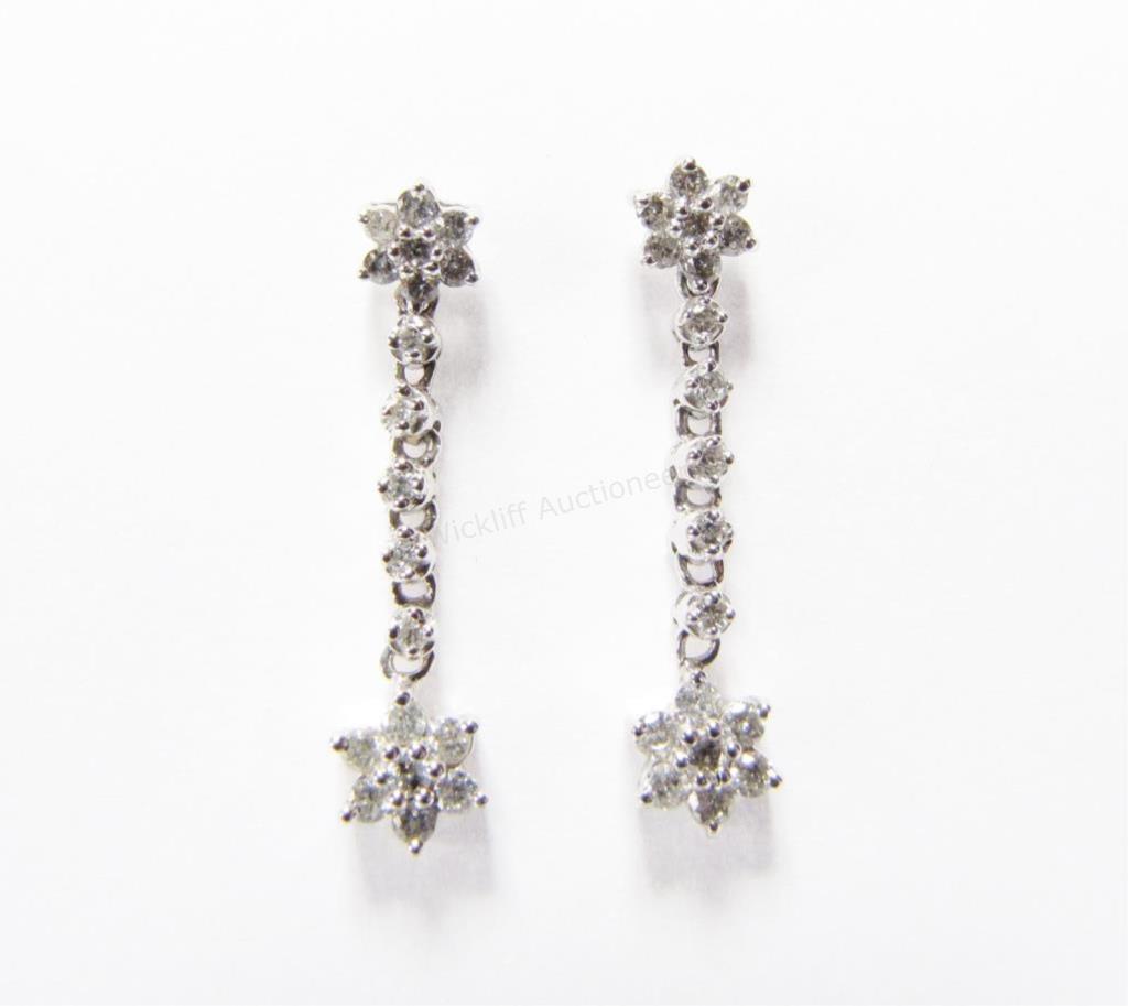 Appraisal: A pair of K white gold dangle earrings in star