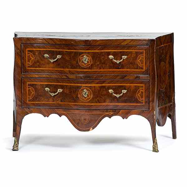 Appraisal: Italian Walnut and Burl Walnut Commode Possibly Naples th century