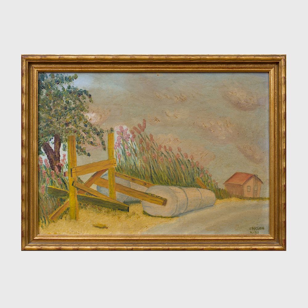 Appraisal: th Century School Field Landscape Oil on canvasboard signed 'Carson'