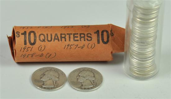 Appraisal: Roosevelt Dimes Washington Quarters Roll coins of Silver Roosevelt Dimes