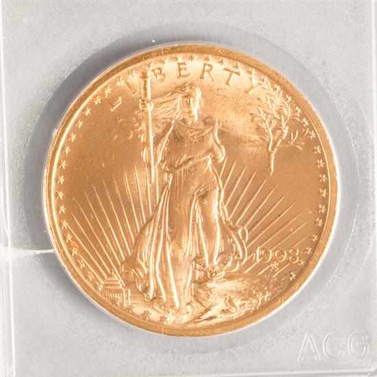 Appraisal: United States St Gaudens gold double eagle no motto in