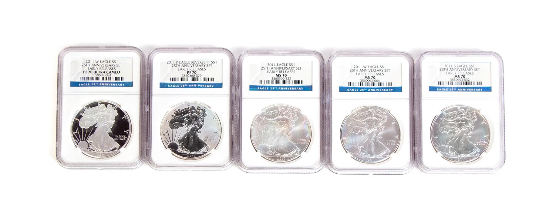 Appraisal: AMERICAN SILVER EAGLE SET th Anniversary Early Releases Two PF