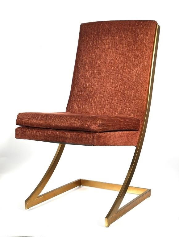 Appraisal: Six cantilever design dining chairs constructed with steel frames finished