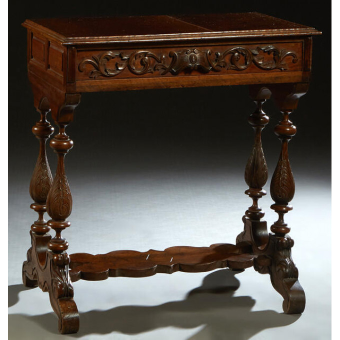 Appraisal: French Henri II Style Carved Walnut Console Table c the