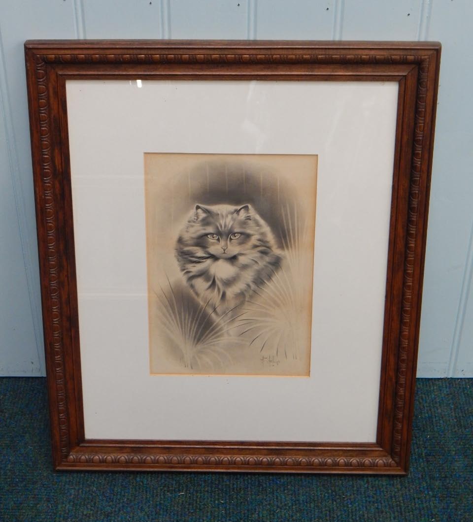 Appraisal: J W Hellings Portrait of a cat pencil and watercolour