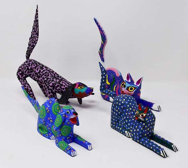 Appraisal: Oaxaca Mexico decorated wooden animals Oaxaca Mexico decorated wooden animals