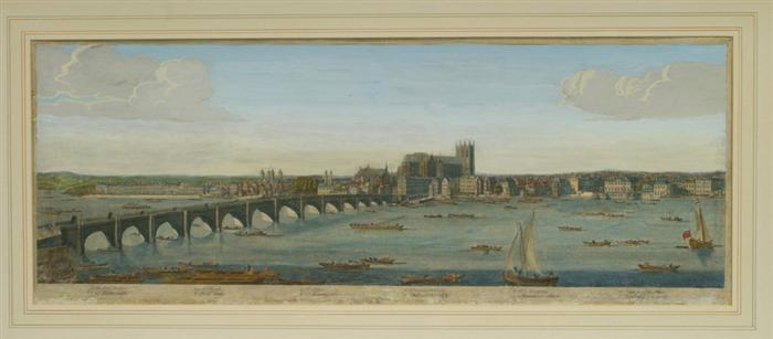 Appraisal: Hand-colored engraving retouched in sky view along the banks of