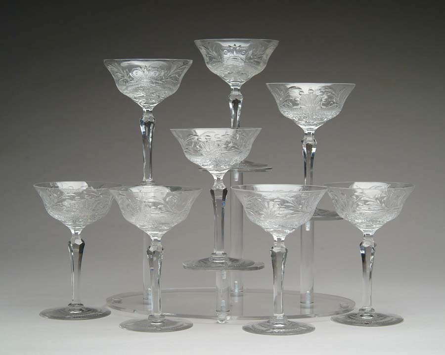 Appraisal: EIGHT LIBBY CHAMPAGNES Magnificent set of eight signed Libby champagnes