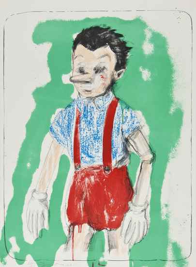 Appraisal: Jim Dine b Pinocchio Coming from the Green lithograph printed