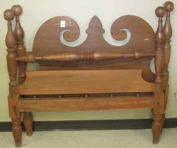 Appraisal: ANTIQUE FOUR-POST BED WITH RAILS American mid- th century size