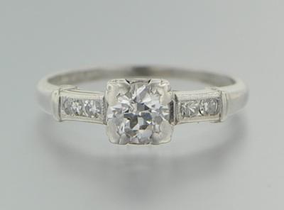 Appraisal: A Platinum and Diamond Engagement Ring Platinum mounting set to