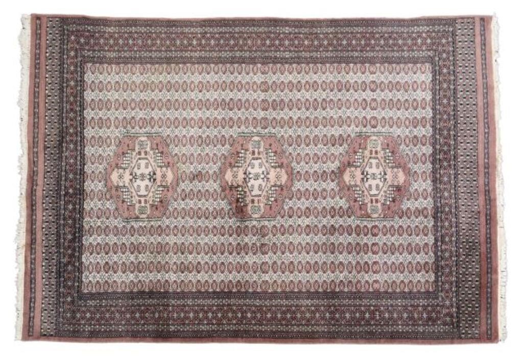 Appraisal: HAND-TIED BOKHARA WOOL RUG PAKISTAN ' X ' Hand-tied Bokhara