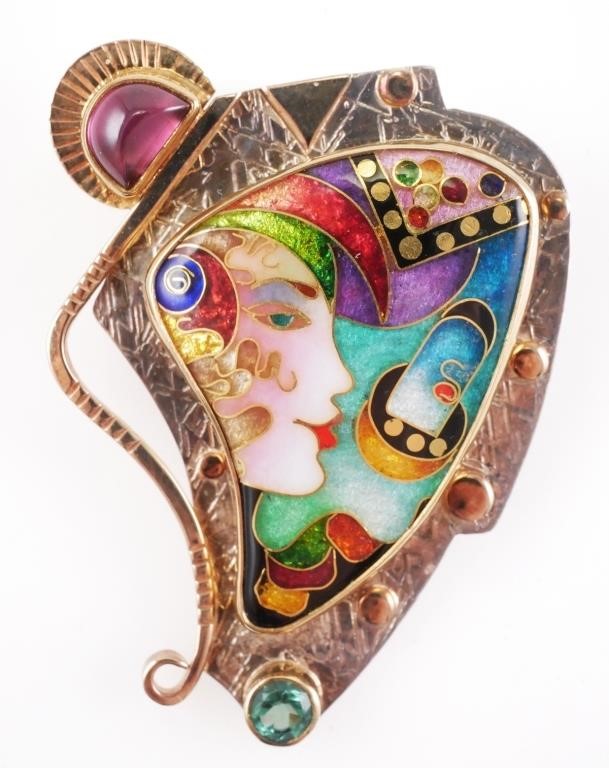 Appraisal: PETER ALEXA ENAMEL CLOISONNE BROOCH PENDANTPeter Alexa Smarsh handmade enamel