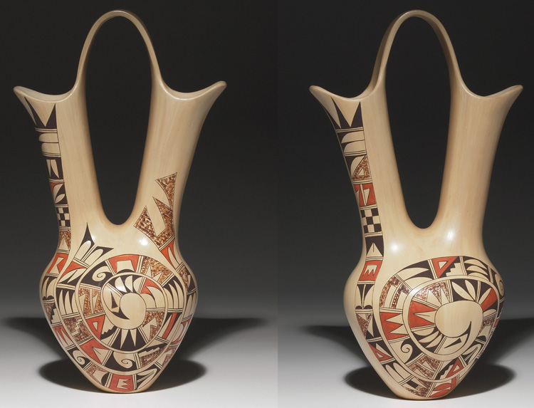 Appraisal: Exceptional Hopi wedding vase double spout form in a tan