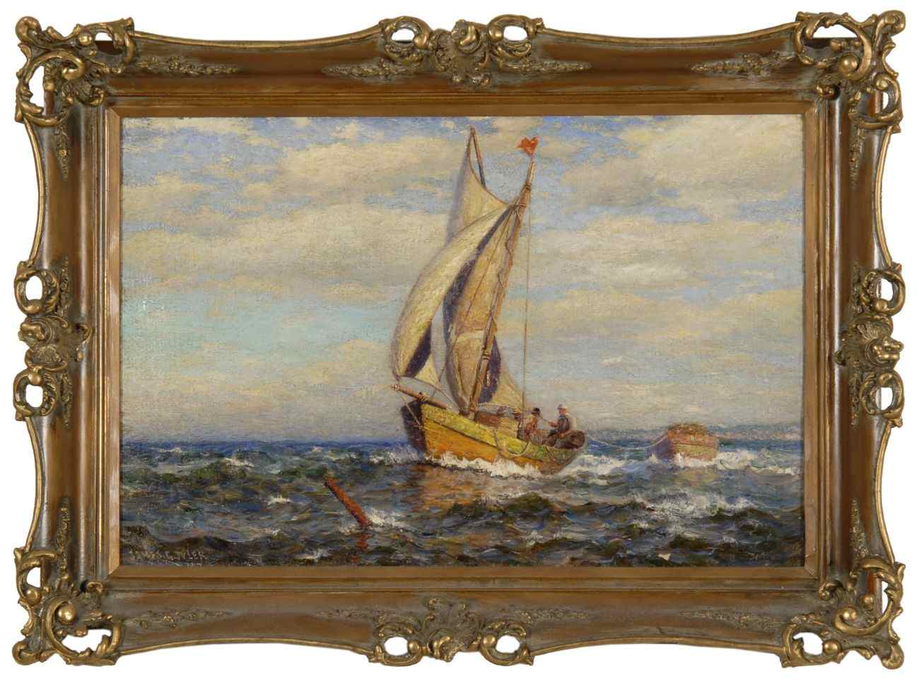 Appraisal: JAMES GALE TYLERAmerican - Figures sailing a boat while towing