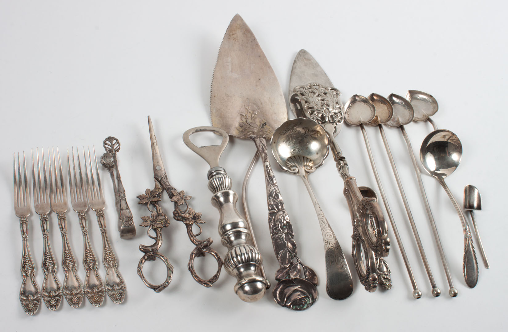 Appraisal: Assortment of sterling silver flatware comprising pieces including fruit forks