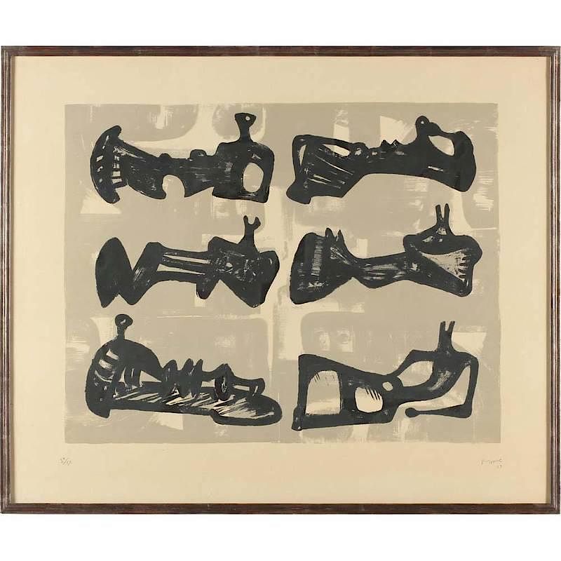 Appraisal: Henry Moore Br - Six Reclining Figures lithograph in color