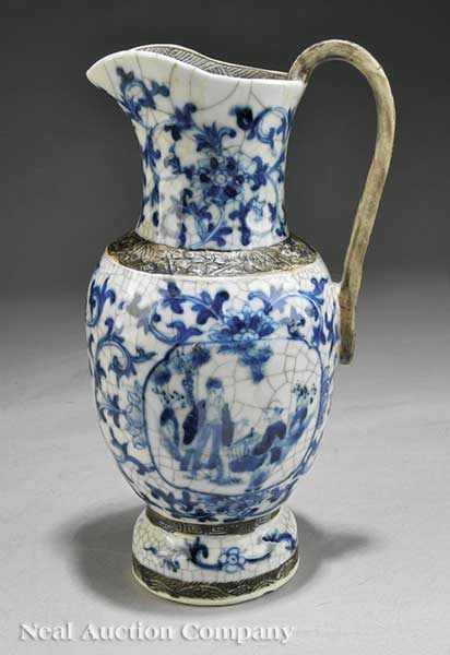 Appraisal: A Chinese Blue and White Crackle Glazed Porcelain Ewer with