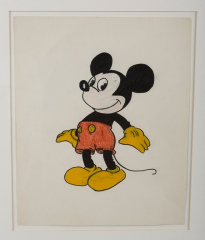 Appraisal: Wax crayon on paper Character study of Mickey Mouse Signed