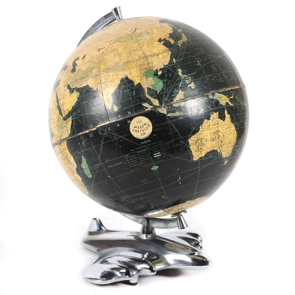 Appraisal: WEBER COSTELLO BLACK OCEAN GLOBE USA C -INCH GLOBE OF