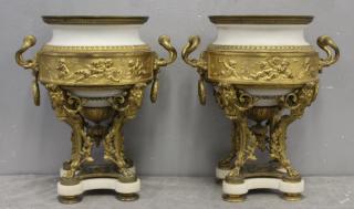 Appraisal: Pair of the Finest Quality Dore Bronze Marble Urns From