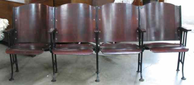 Appraisal: A ROW OF FOUR THEATER SEATS American early th century