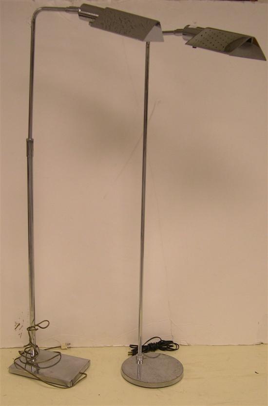 Appraisal: Two chrome Koch and Lowy style floor lamps marked OMI