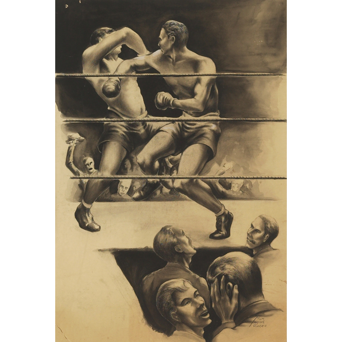 Appraisal: Tom Lyon Russell American th century Boxing c watercolor x