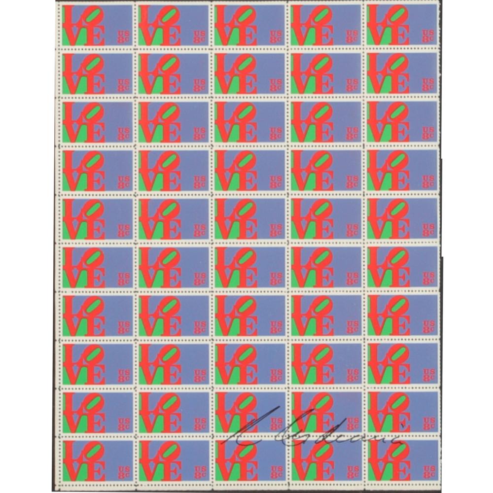 Appraisal: ROBERT INDIANA AMERICAN LOVE POSTAL STAMPS FULL SHEET C H